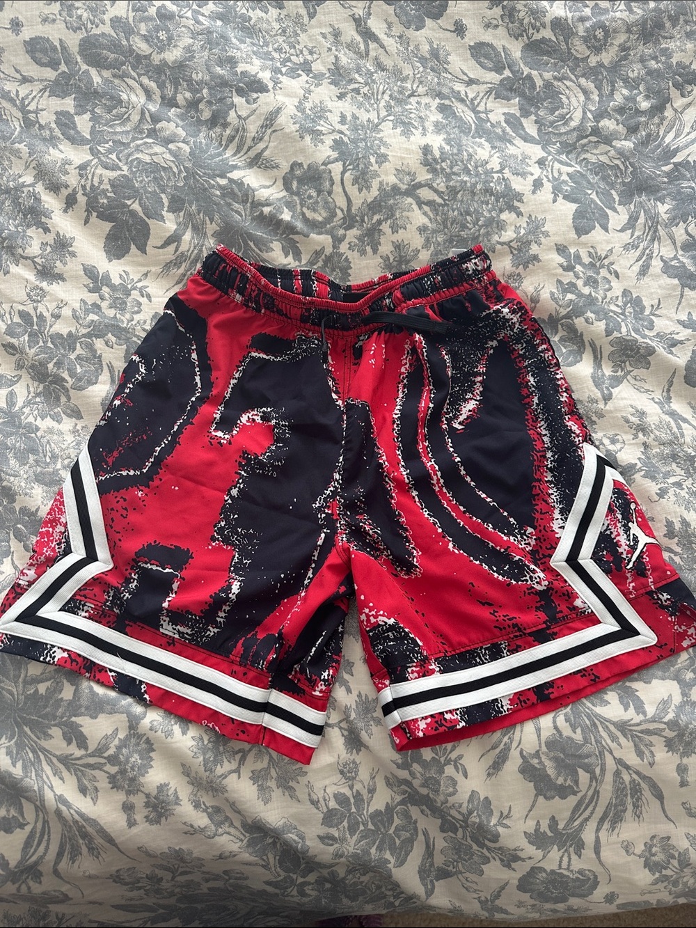 Jordan Red and Black Athletic Shorts with White Trim